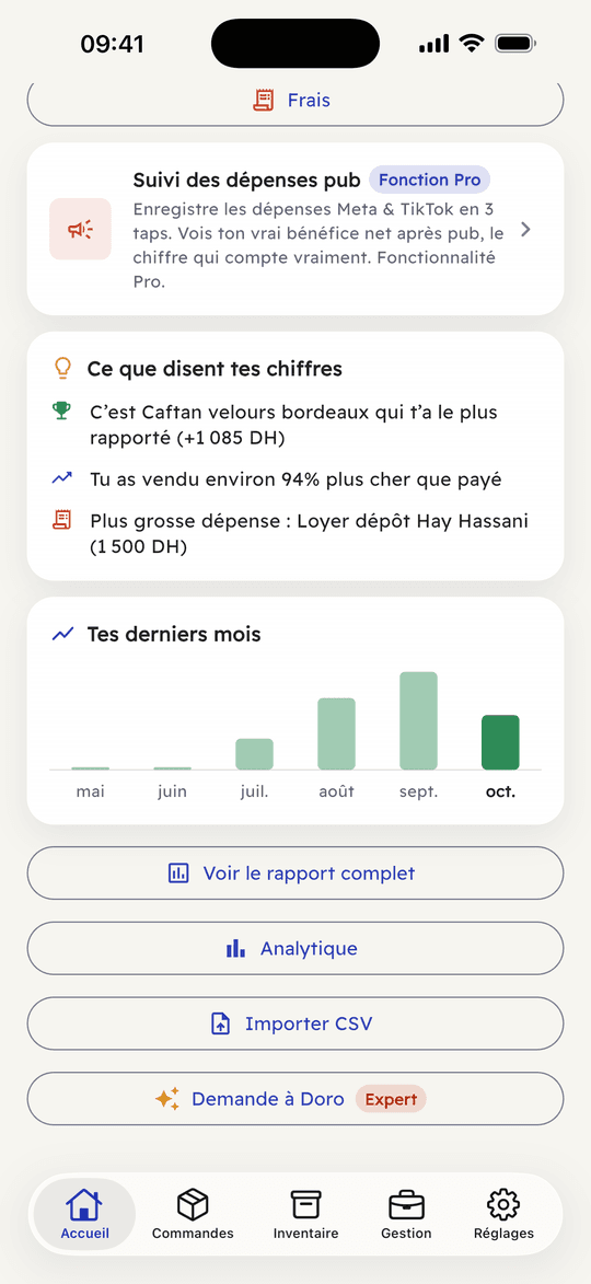 Capture de l’app Ribh : Ce que disent tes chiffres