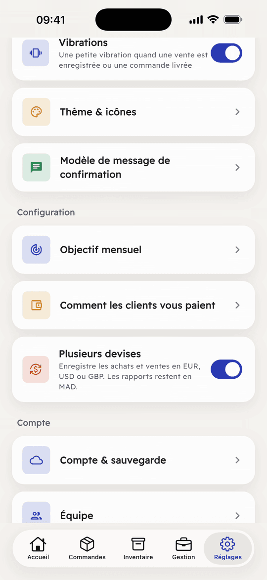Capture de l’app Ribh : Achète en euros ou en dollars